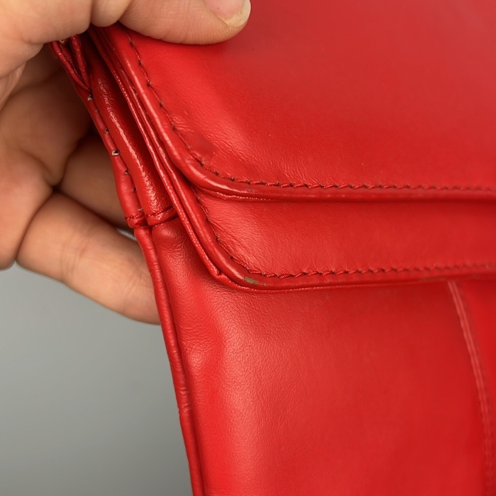 Vintage leather express red crossbody shoulder bag clutch purse removable strap - Picture 11 of 12